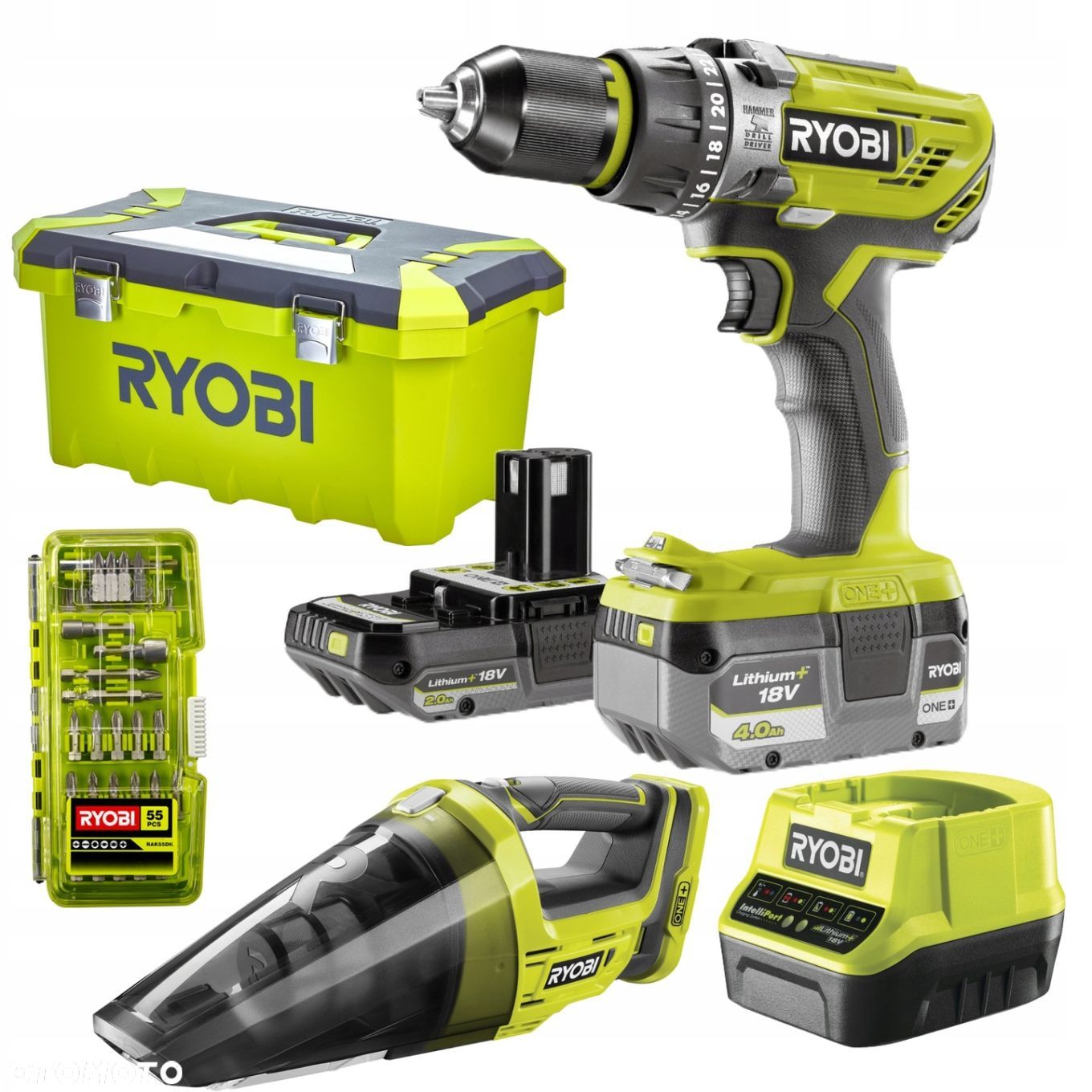 RYOBI WIERTARKA WKRETARKA 18V 4Ah 2Ah ODKURACZ - 1