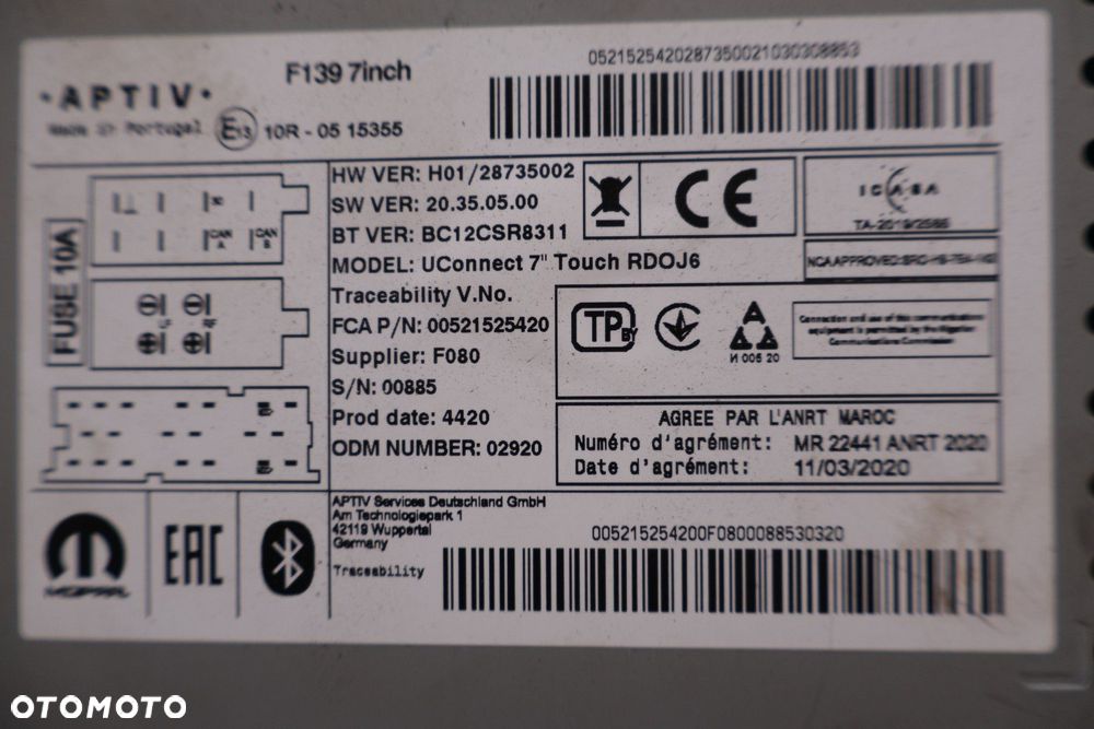FIAT PANDA III RADIO EKRAN NAWIGACJA '00521525420 - 4
