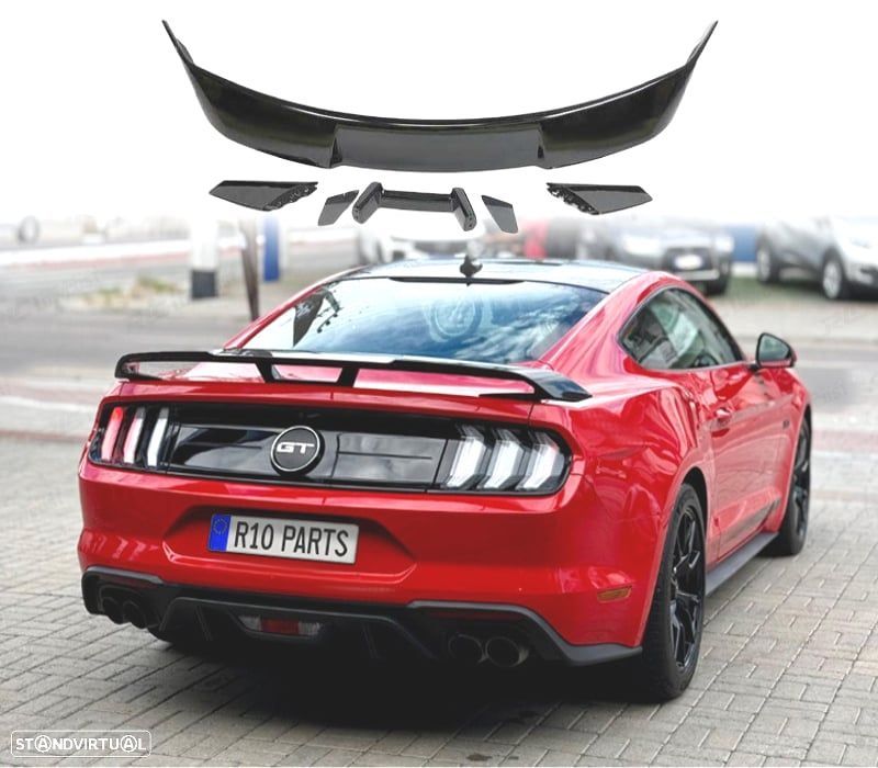 AILERON SPOILER FORD MUSTANG LOOK GT500 15-23 PRETO BRILHANTE - 1