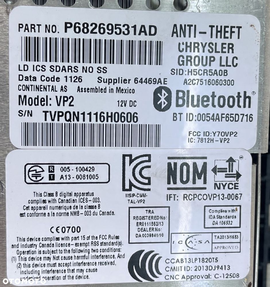 CHALLENGER 15- 3.6 RADIO 5 CALI 68269531AD - 13