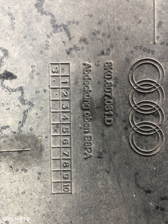 Osłona górna pasa przedniego Audi A4 8K0 lift 8K0807081D - 2