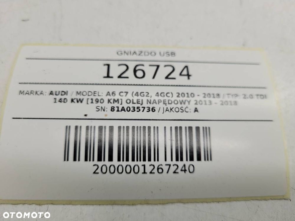 GNIAZDO USB AUX 81A035736 AUDI A6 C7 2018 EUROPA - 7