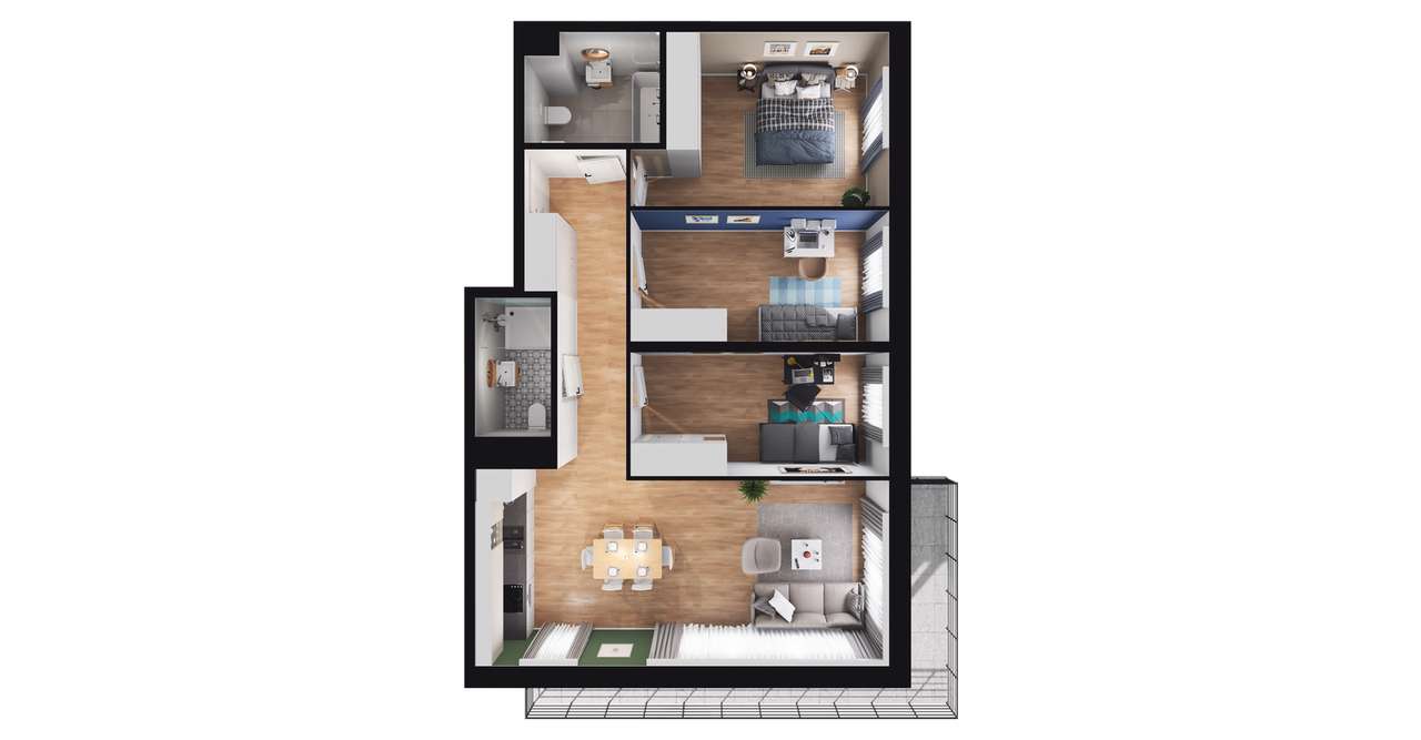 4-pokojowe mieszkanie 77m2 + balkon - Pełny obrazek: 2/23