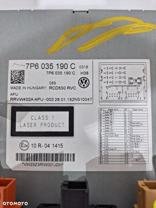 VW Touareg Radio CD RCD550 7P603519A - 3