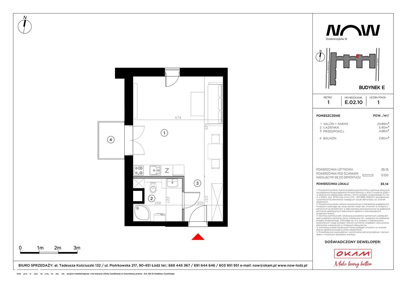 1-pokojowe mieszkanie 35m2 + balkon Bezpośrednio - Pełny obrazek: 2/8