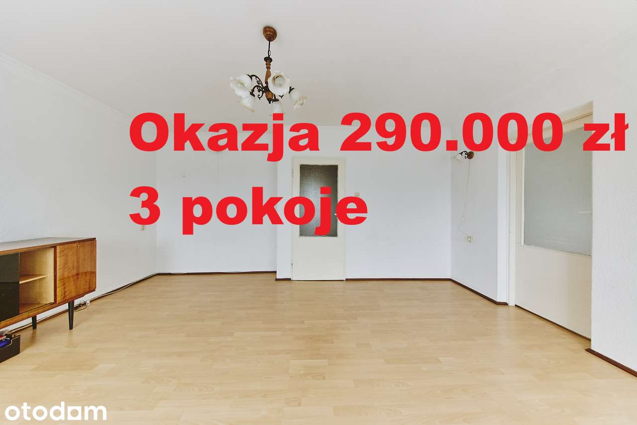 3 pokoje, 4 piętro, blok z cegły, OKAZJA