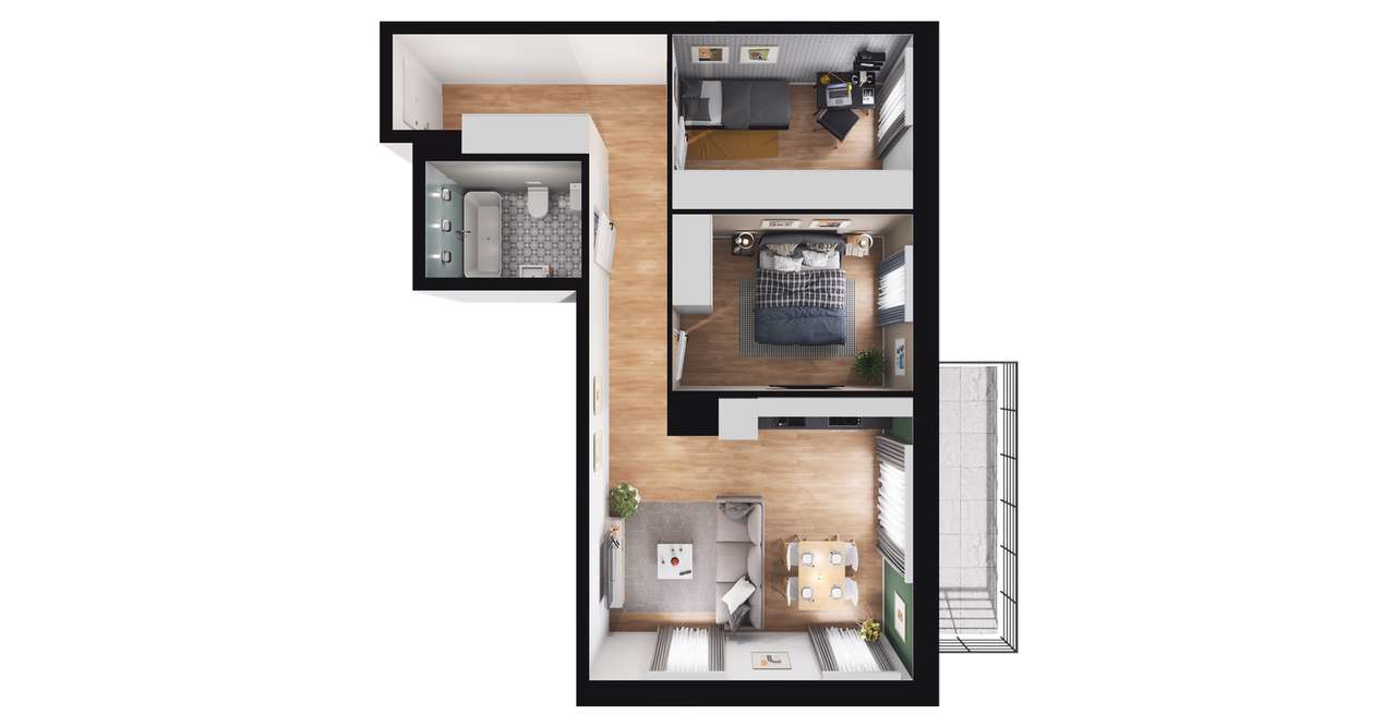 3-pokojowe mieszkanie 58m2 + balkon Bez Prowizji - Pełny obrazek: 3/9