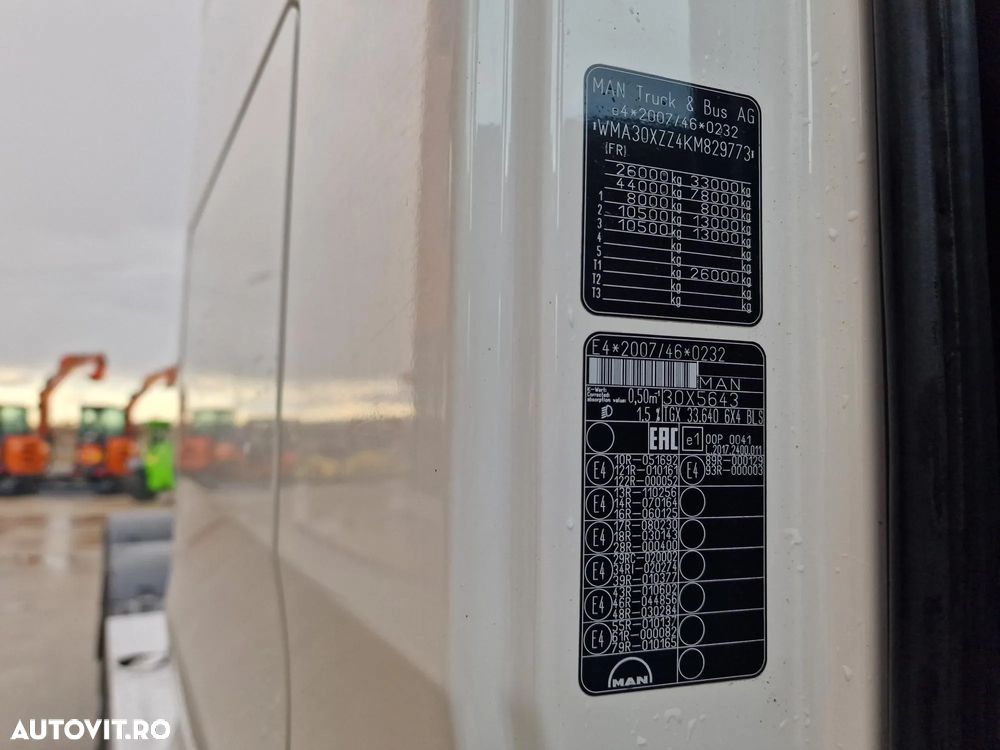 MAN TGX 33.640 6x4, 2019, 353.000km, cabina XXL, Automata+INTARDER 6 trepte, frigider, cuptor microunde, protectii sasiu, av 80% ok, posibilitate leasing 4 ani, PROMOTIE 49.900 EUR+Tva - 13