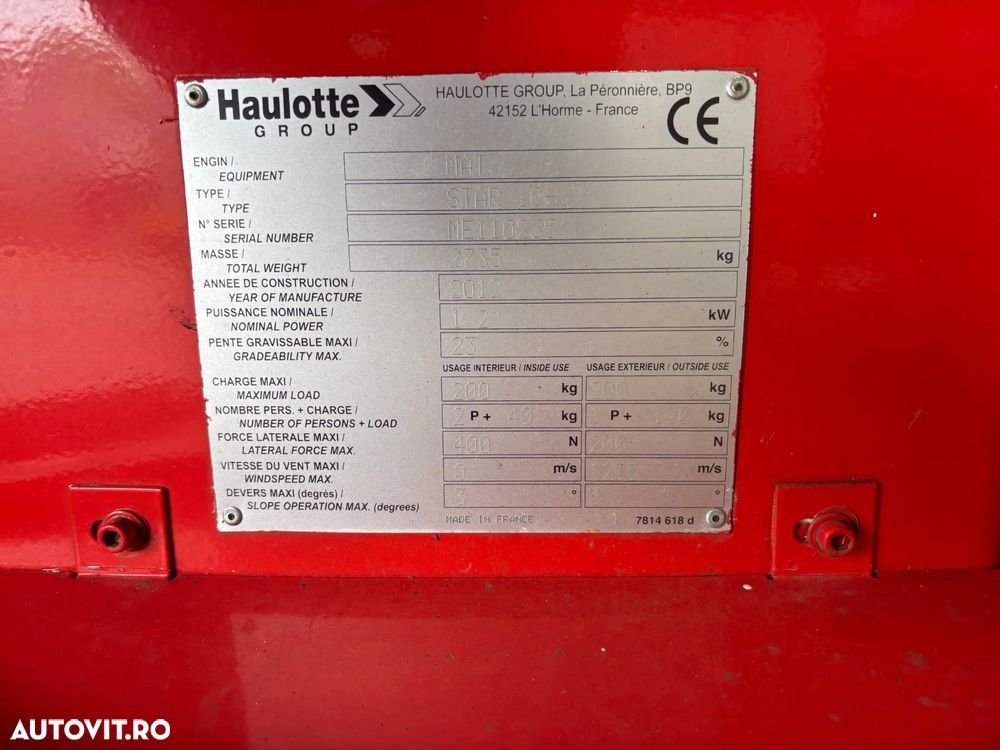 Haulotte Star10 - nacela telescopica (A205) - 17