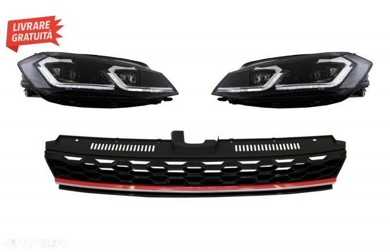 Grila Centrala cu RHD Faruri LED Semnal Dinamic VW Golf 7.5 VII Facelift (2017+) G- livrare gratuita - 1