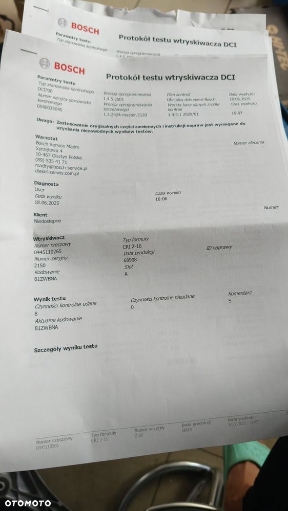 Wtryskiwacz RENAULT MASTER 2.5 dCi 0445110265 Ostrołęka - 3