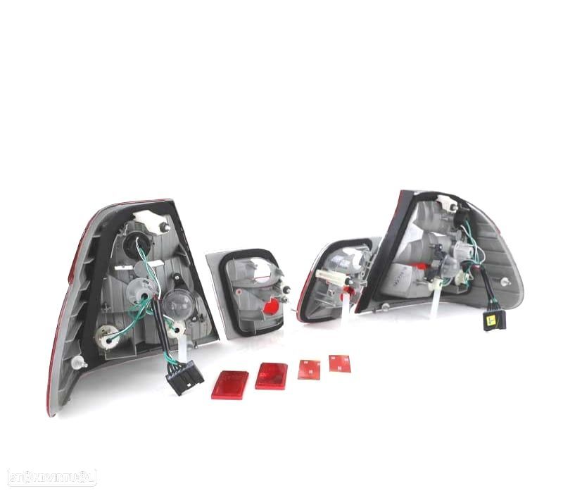 FAROLINS TRASEIROS BMW E46 01-05 VERMELHO BRANCO - 3