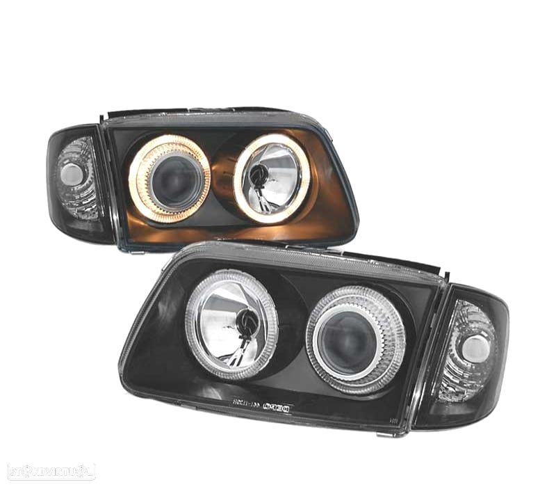 FARÓIS FRONTAIS ANGEL EYES POLO 6N,95-98 FUNDO PRETO ELEC. - 1