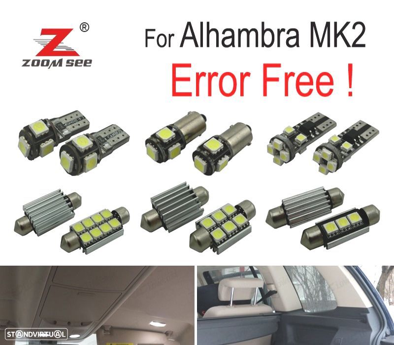 KIT COMPLETO DE 21 LÂMPADAS LED INTERIOR SEAT ALHAMBRA II MK2 710 711 2011-2017 - 1