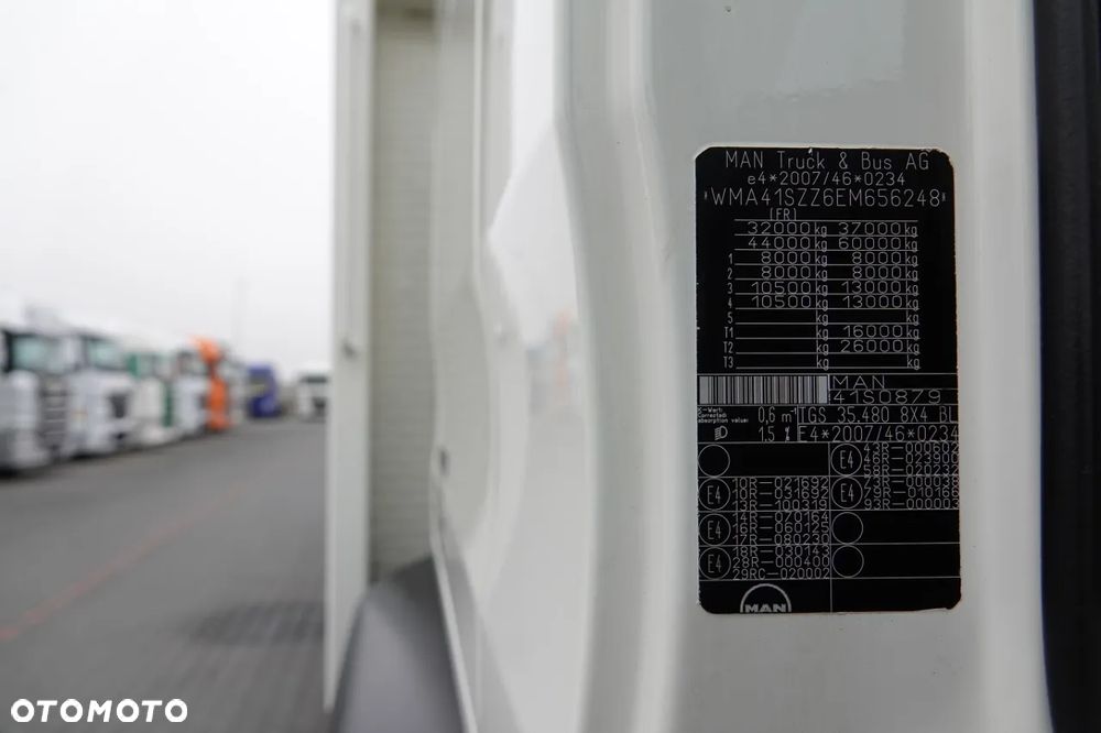 MAN MAN TGS 35.480 / 8x4 / HDS HIAB 288 EP-5 wysów : 12.7 M / SKRZYNIOWY - 7,4 M / UDŹWIG : 9400 KG / EURO 6 / STEROWANIE RADIOWE - 37