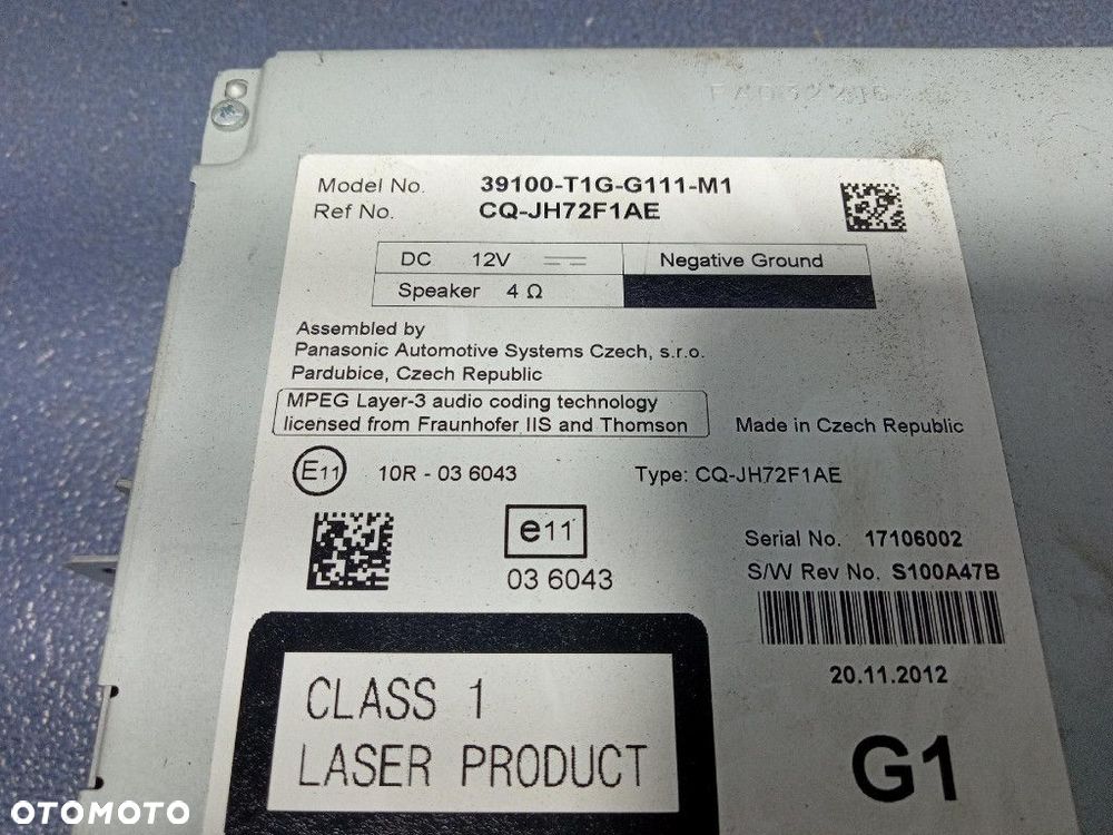 HONDA CR-V IV 12- RADIO CD FABRYCZNE OEM 39100-T1G-G111-M1 - 7