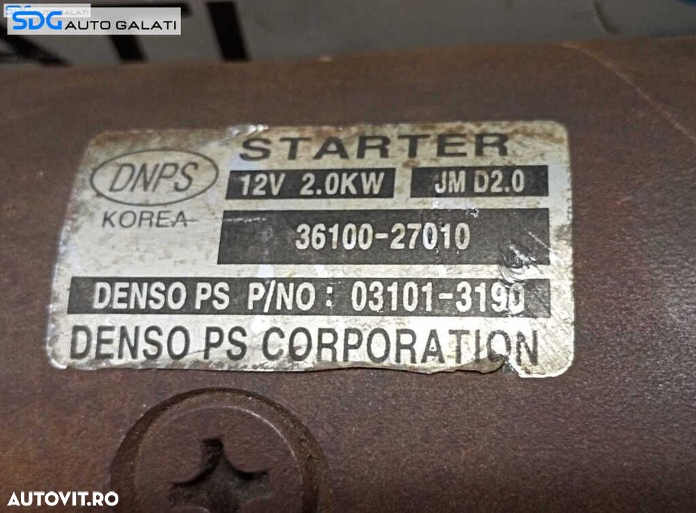 Electromotor cu 9 Dinti Hyundai Santa Fe 2.2 CRDI 2006 - 2012 Cod 36100-27010 [M5837] - 6