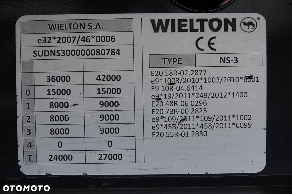 Wielton FIRANKA / STANDARD / OŚ PODNOSZONA / 385/55 r22,5 - 28