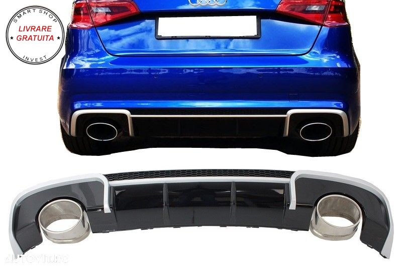 Difuzor Bara Spate cu Ornamente evacuare Audi A3 8V Hatchback Sportback (2012-2015- livrare gratuita - 7