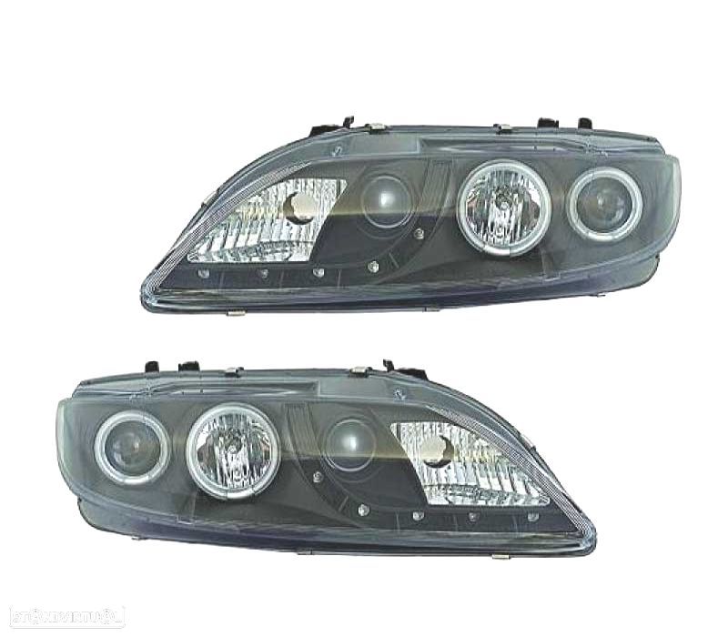 FARÓIS MAZDA 6 02-08 OLHOS DE ANJO LUZ DIURNA FUNDO NEGRO - 1