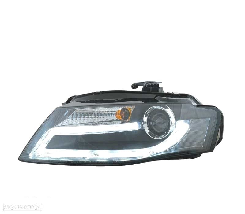 FARÓIS FRONTAIS AUDI A4 B8 07-11 LUZ DIURNA LED DRL FUNDO PRETO - 4