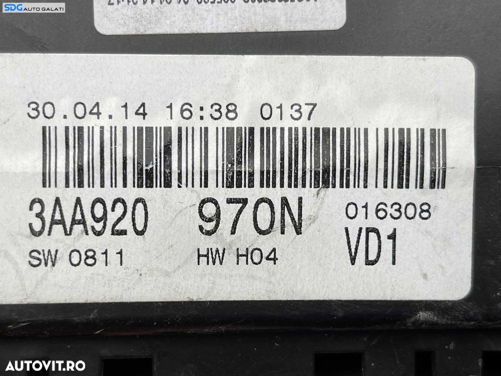 Ceas Ceasuri Cluster Instrumente Bord Volkswagen Passat B7 2.0 TDI 2010 - 2015 Cod 3AA920970N [B2931] - 6