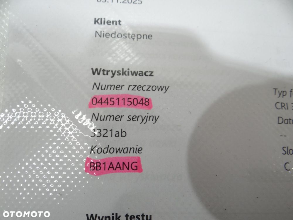 WTRYSKIWACZ BMW E60 3.0 D 0445115048 OE - 3