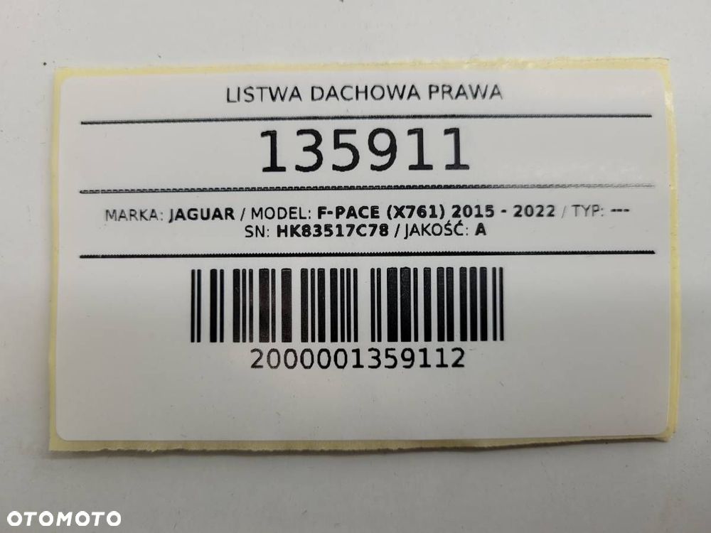 LISTWA DACHOWA PRAWA JAGUAR F-PACE X761 HK83517C78 ORYGINAŁ - 9