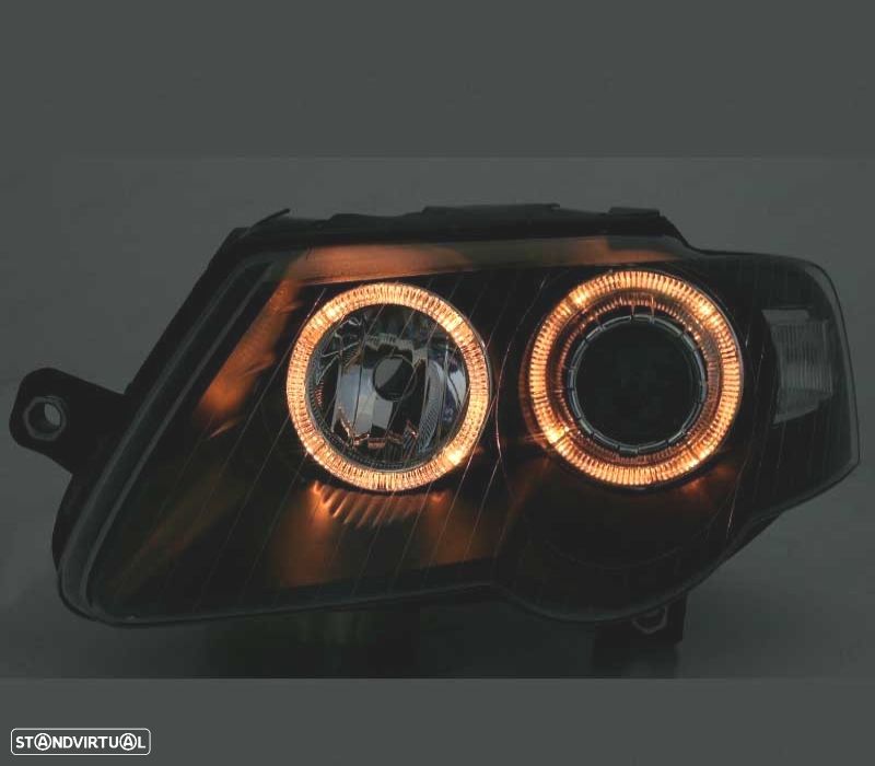 FARÓIS VOLKSWAGEN VW PASSAT 3C 05-10 ANGEL EYES FUNDO NEGRO - 3