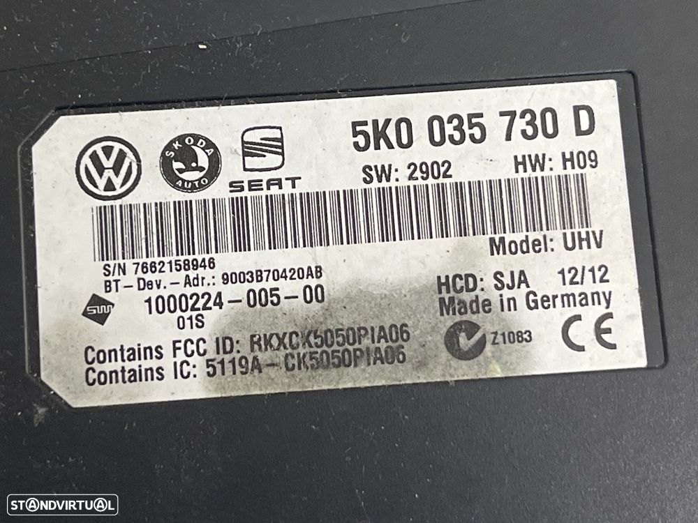 Modulo Bluetooth Usado VW GOLF VI (5K1) REF. 5K0035730D - 3