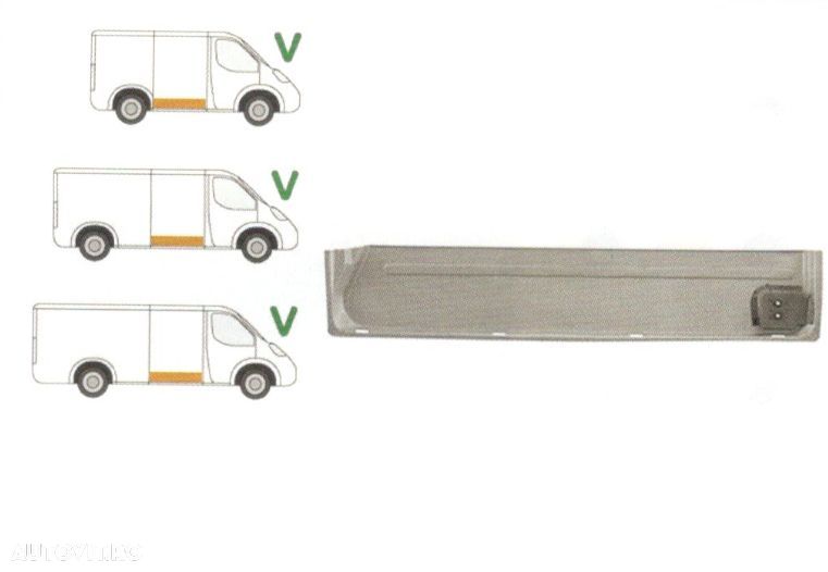Panou reparatie usa culisanta Mercedes Sprinter 208-416 1995-2007, Vw LT 1996-2006, partea dreapta, inaltime element tabla 227mm, partea interioara - 1