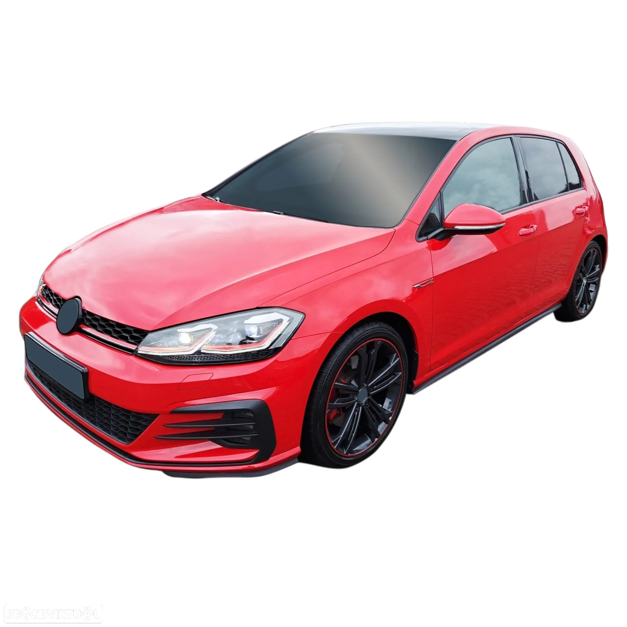 Kit Para-choques Frontal + faróis de nevoeiro + embaladeiras + para-choques traseiro + difusor VW Golf 7 3 / 5 portas look GTI 7.5 em plástico - 2