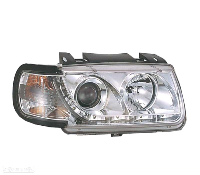 FARÓIS VOLKSWAGEN VW POLO 6N 94-99 LUZ DIURNA FUNDO CROMADO - 2
