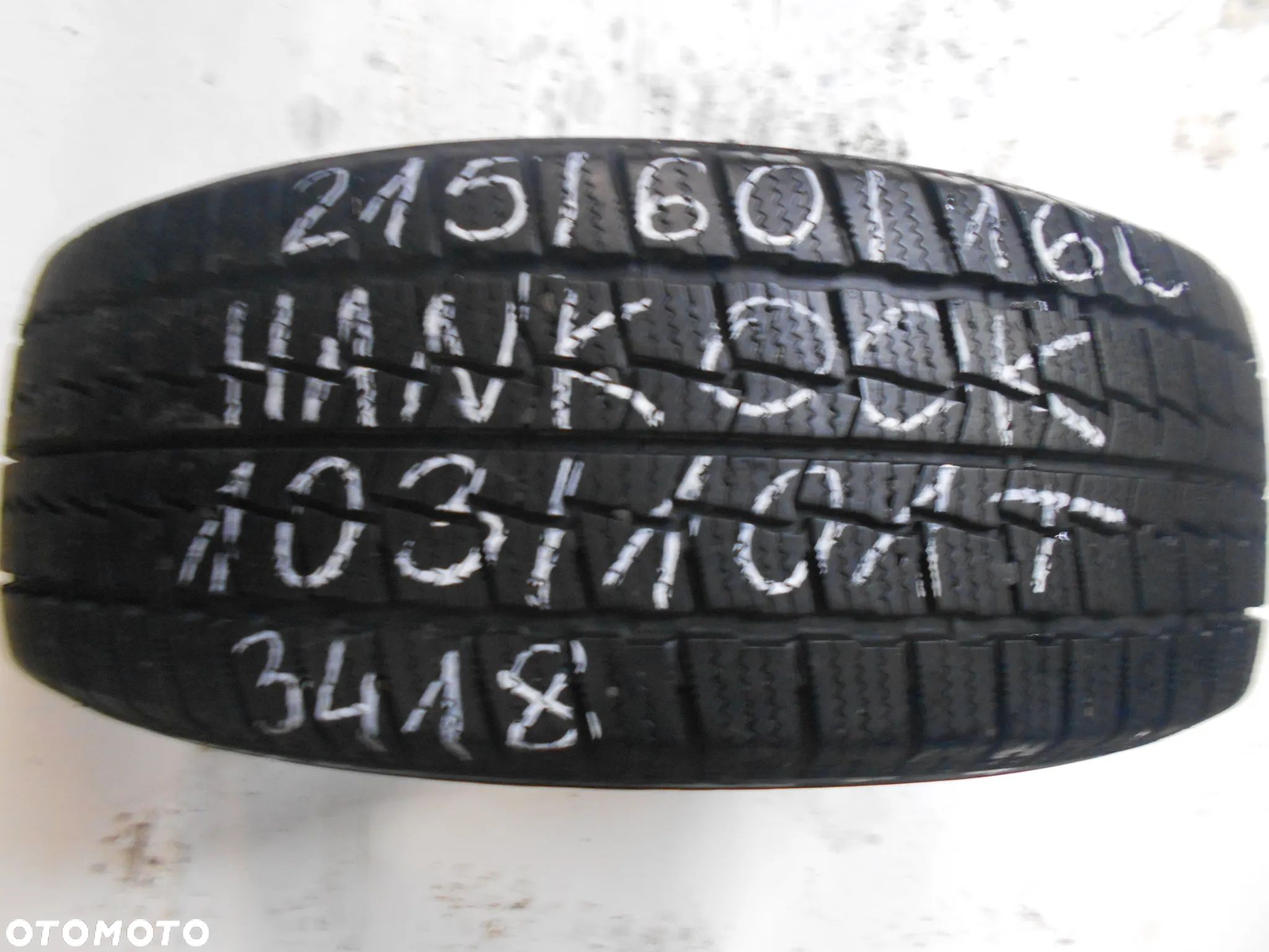 OPONA POJEDYNKA  215/60R16C HANKOOK WINTER RWO6 DOT 3418 8MM - 1