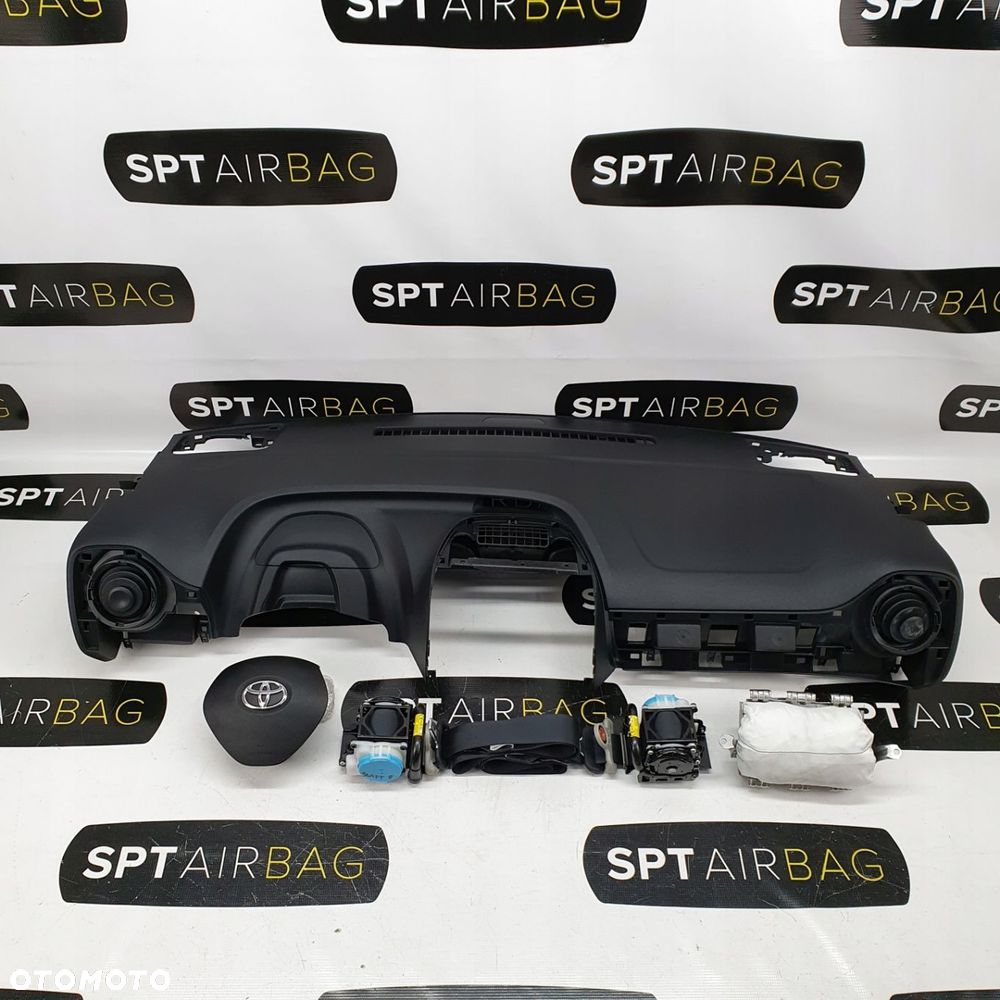 TOYOTA AYGO DESKA ROZDZIELCZA KONSOLA KOKPIT PULPIT PODUSZKI AIRBAG AIR BAG PASY KIT SET - 1