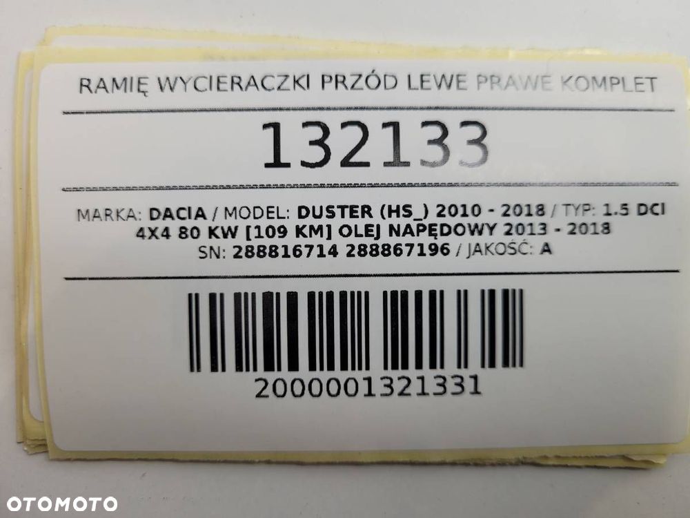 RAMIĘ WYCIERACZKI PRZÓD LEWE PRAWE KOMPLET DUSTER II 288816714R 288867196R - 10