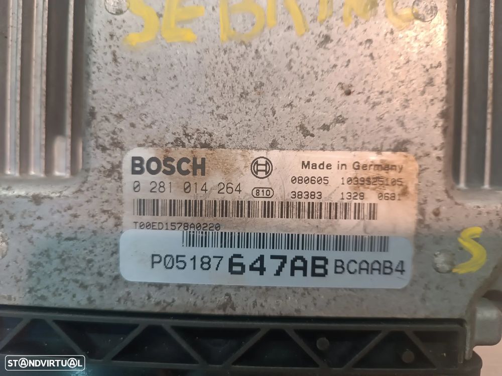 UNIDADE / CENTRALINA DO MOTOR CHRYSLER SEBRING / DODGE CALIBER 2.0CRD 0281014264 P05187647AB - 2