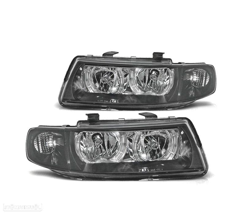 FARÓIS SEAT LEON TOLEDO 99-05 OLHOS DE ANJO FUNDO NEGRO - 1