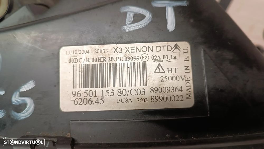 ÓTICA / FAROL XÉNON CITROEN C5 II 04-08 DIREITO 9650115380 / ESQUERDO - 6