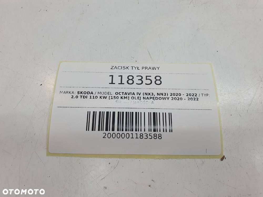 ZACISK HAMULCOWY TYŁ TYLNY PRAWY JARZMO SKODA OCTAVIA IV LIFT 2.0 TDI - 6