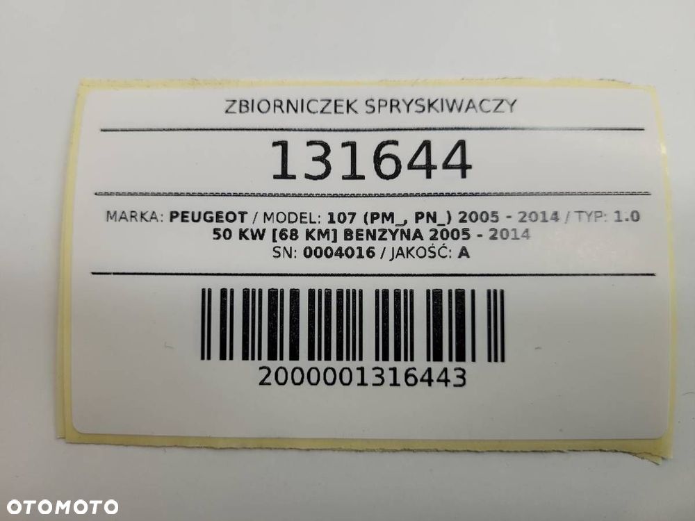 ZBIORNICZEK SPRYSKIWACZY PEUGEOT 107 CITROEN C1 0004016 ORYGINAŁ - 7