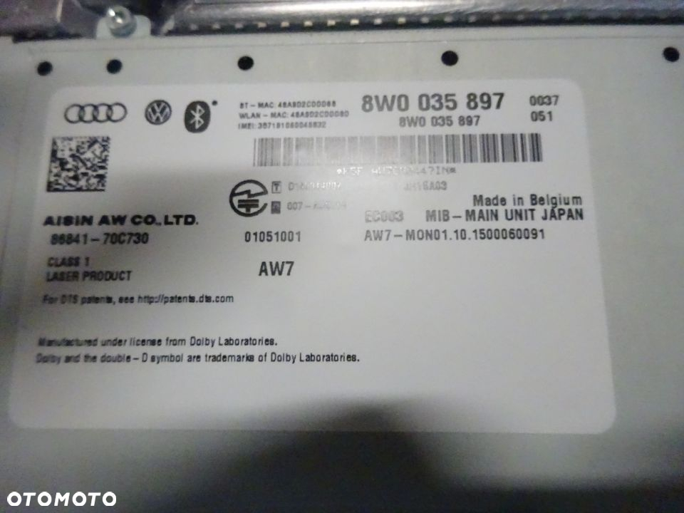 8W0035897 czytnik multimedia MMI Audi A4 A5 B9 F5 czesci - 2