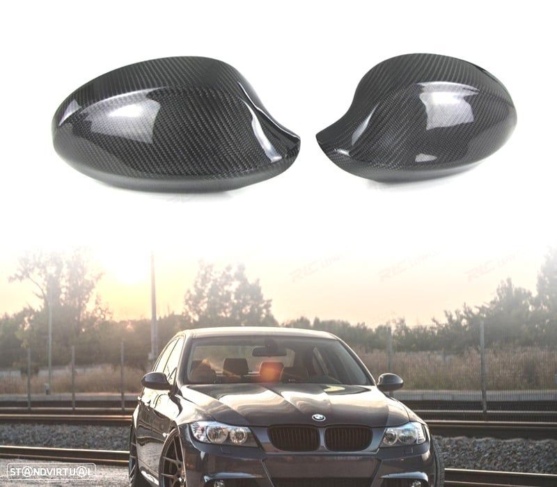 CAPAS DE ESPELHOS RETROVISORES BMW E90 E91 CARBONO LOOK M - 1