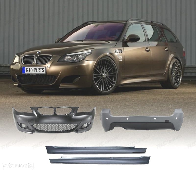 KIT CARROÇARIA BMW E61 TOURING 03-07 COM PDC + LAVA FAROIS LOOK M5 - 1