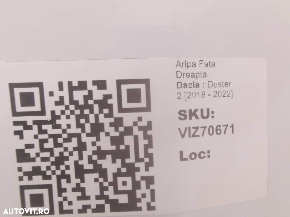 Aripa Fata Dreapta Dacia Duster 2 2018 2019 2020 2021 2022 Originala - 8