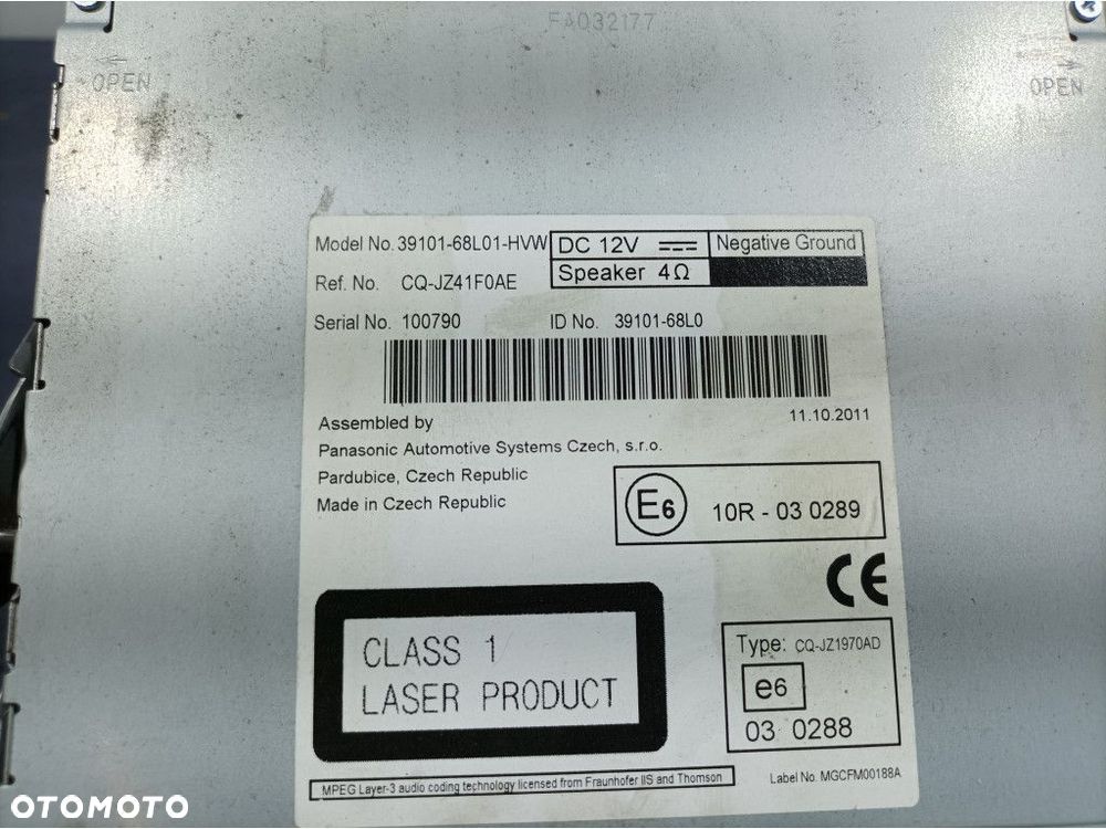 SUZUKI SWIFT IV M7 RADIO RADIOODTWARZACZ CD 39101-68L01 - 6