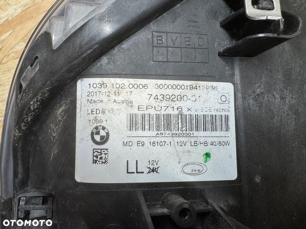 Przednia prawa lampa bmw 5 g30 led - 5