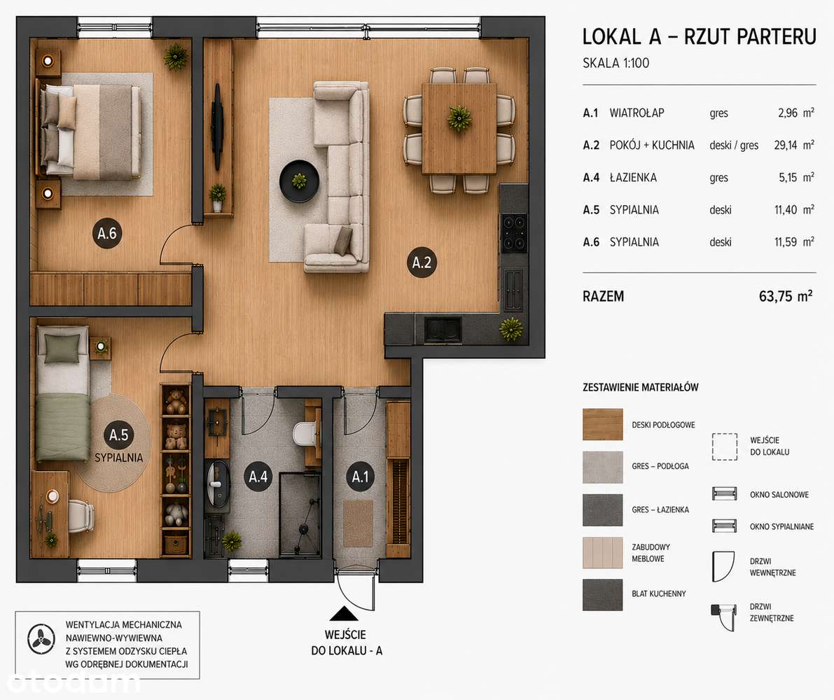 Mieszkanie 65 lub 130 m2 z dużym ogrodem BEZPOŚREDNIO