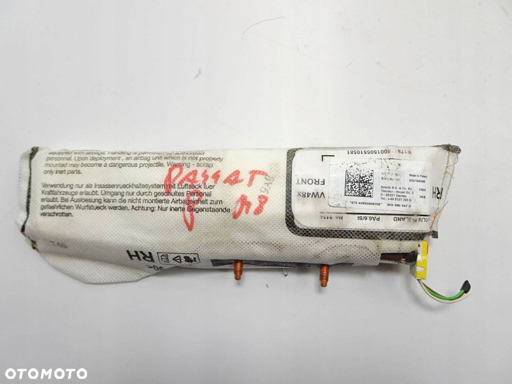 poduszka fotela prawa volkswagen passat b8 3g0880242d - 2
