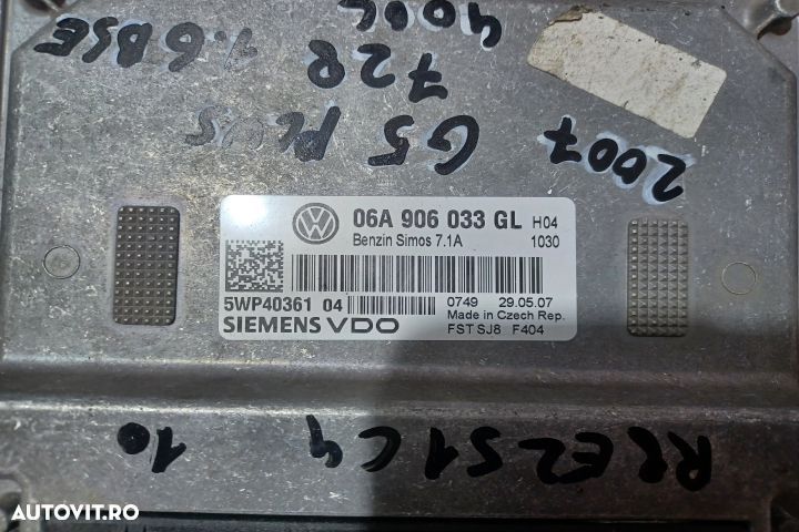 Calculator motor ECU 06A906033GL - 1.6 BSE 06A906033GL - 1.6 BSE Volk - 3